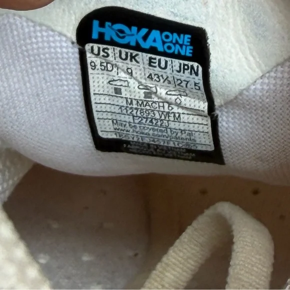 Hoka One One Mach 5 White Flame Running Training Shoes 1127893-WFM Size US 9.5D - Picture 9 of 9